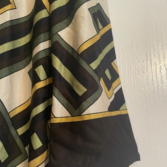 Ann Taylor Loft Dress Sz 12 P Beige Brown Artsy Geometric Print Dressy - Picture 4 of 5